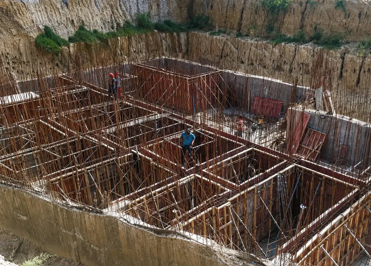 Current construction site progress view 10
